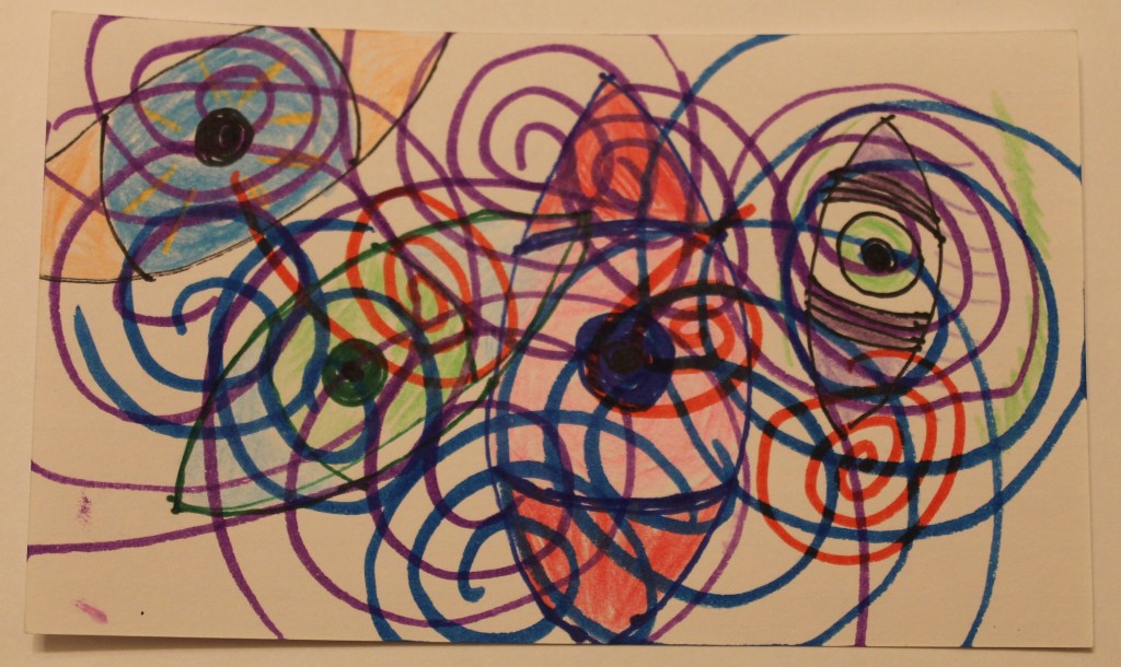 Stylized image of eyes overlaid with overlapping spirals. Hard to focus on any point.