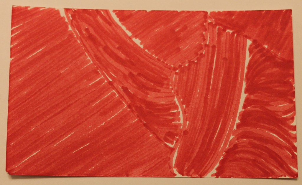 organic shapes made out of blocks of parallel marker strokes all in a deep pink color.