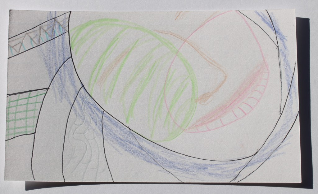 Abstract image with the suggestion of a rather hidden face cradled in blue folds 